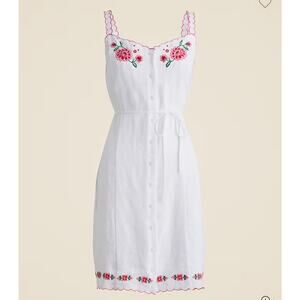 J.Crew Boho Linen Mini Dress Sold Out Beach Vacation Dress Embroidered Sz 8